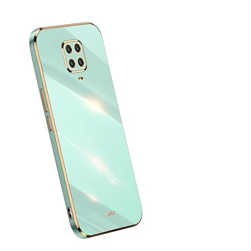 Cover per Xiaomi Redmi Note 9 9S 9 Pro Max Case Custodia in Morbida Bordo Dorato della Placcatura Anti-Graffio Protettiva Bumper per Donne e Ragazze menta silicone verde tpu