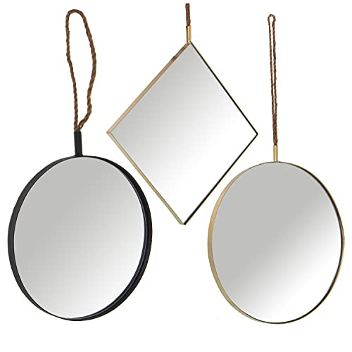 Miroirs ronds dorés haut de gamme DRW avec attache corde chic - 2