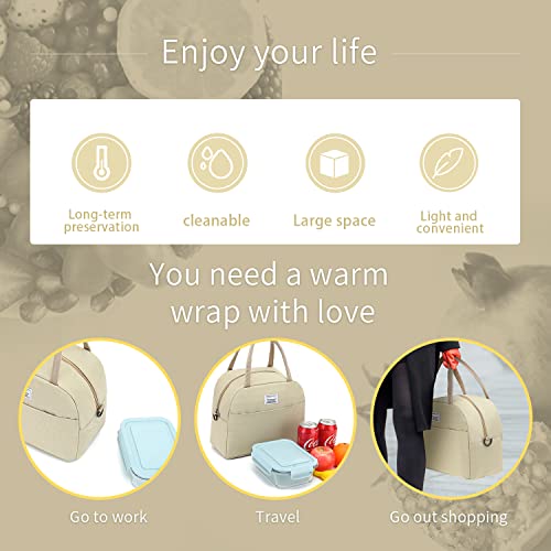 Mountain Guest Lunch Bag Reusable Insulated Cooler Lunch Box Adult Water Resistant Tote Lunch Bag For Women/Men Work Picnic Beach Or Travel (Beige) #TOP2