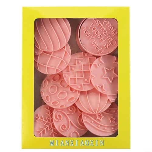 EffiFish Juego de cortadores de galletas de bola de Navidad, 10 unidades, moldes de galletas de material PP para hornear y decoración de pasteles festivos