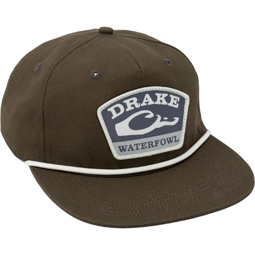 Drake Waterfowl X Lost Co. Mens Patch Goat Rope Cap - Flip-Up Stay Pinch Crown Construction Hat with Low Profile OSFM Roux-Light Khaki