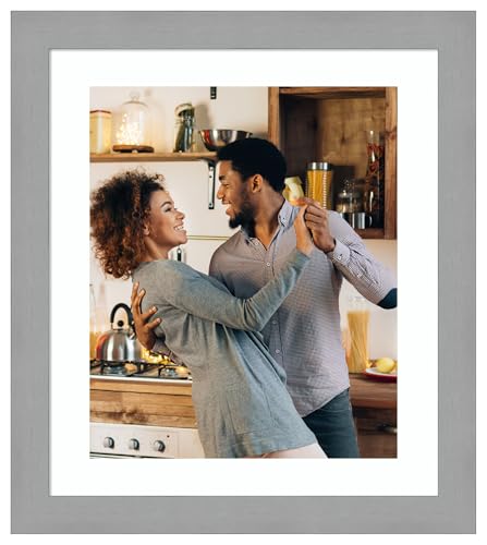 Amanti Art Picture Frame 20x24 Matted to 16x20 Photo Frame, Brushed Nickel Wood Framing for your Wedding Photos, Family Pictures, Diploma, Certificate, Kids Art Gift for Mom or Poster Wall Decor