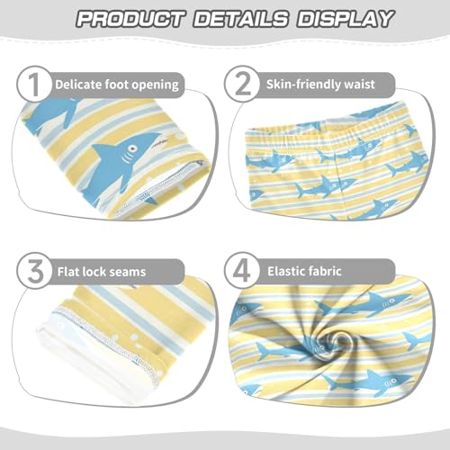 Shark Girls' Leggings Toddler Doodles Yellow Stripe Kids Yoga Pants Dance Active Tights 4T3