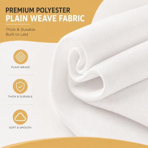 Image of 2-Pack Round 120-inch White Table Cloths, Solid Stain and Wrinkle Resistant Circular Tablecloth, Premium Plain Weave Polyester Fabric Table Linen Covers for Hotel, Banquet