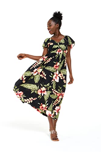 Image of Family Matching Hawaiian Clothes, Black Rafelsia | Lightweight 100% rayon • Family matching outfits • Beach vacations • Luaus • Cruises • Family photos