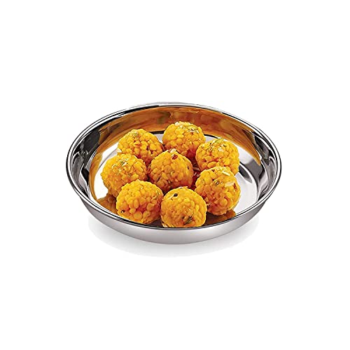 Image of HAZEL Multipurpose Stainless Steel Plates Set for Kitchen | Serving Plate for Snacks, 200 ML, Set of 6