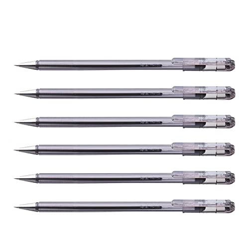 Pentel Superb Bk77F Ballpoint Pens Fine Tip Black Pack Of 6