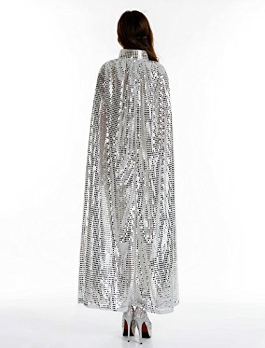 HKSICHENGKEJIUK Women Girls Bling Cape Cloak Fancy Dress Up Shiny Halloween Costume Robe Christmas Fantasy Play Stage Performance Cosplay Outfits 140CM Ankle Length - Image 2