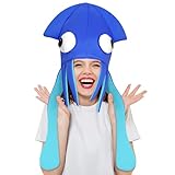 COZYMATE Funny Hats for Adults Squid Octopus Hat for Halloween Christmas Food Costume Party Supplies (Squid, Blue)