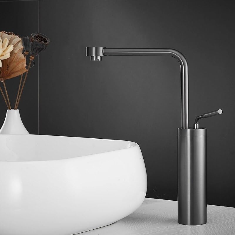 Robinet de lavabo gris haute performance en laiton pour vasque moderne