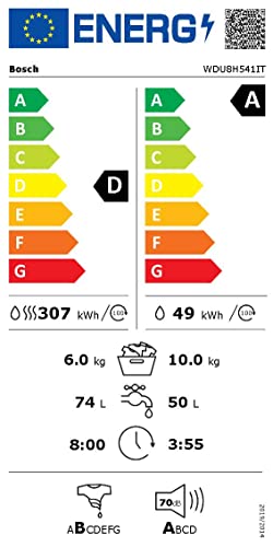 Bosch Elettrodomestici, Serie 8, Lavasciuga, 10/6 kg, 1400 rpm WDU8H541IT - 5