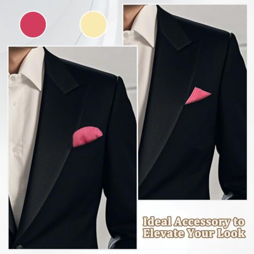 Image of LJBFNN Pocket Squares Handkerchiefs for Men Soft Cotton Mens Womens White Pocket Square with Holder for Suit Wedding Business