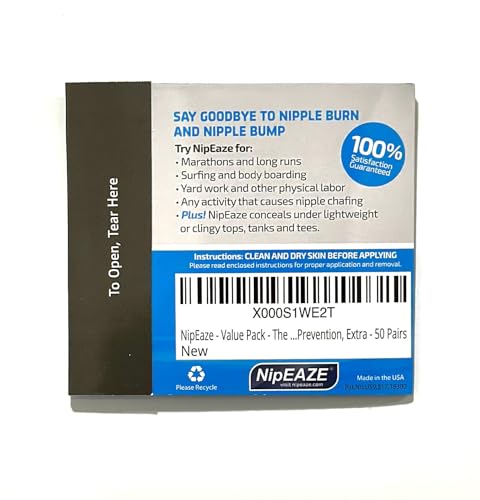 NipEaze - The Original Sports Nipple Covers - Patented & Proven - Chafing Prevention for Men and Women, 1pack, Size Extra, 100Pcs (50pairs)