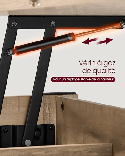 Table basse relevable rangement 3 compartiments VASAGLE