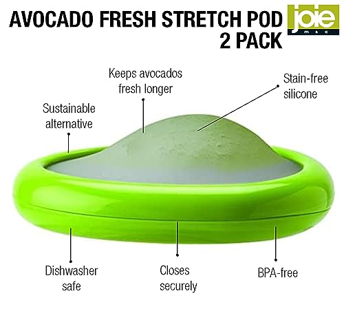 Joie Avocado Stretch Pod, Keep Avocadoes Fresh Longer, Refrigerator Storage, Produce Organization, Green, Pack of 2