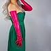 DooWay Women's Rose Pink Long Leather GLOVES 70cm Opera Long Faux Lambskin PU for Fashion Costume Evening Party