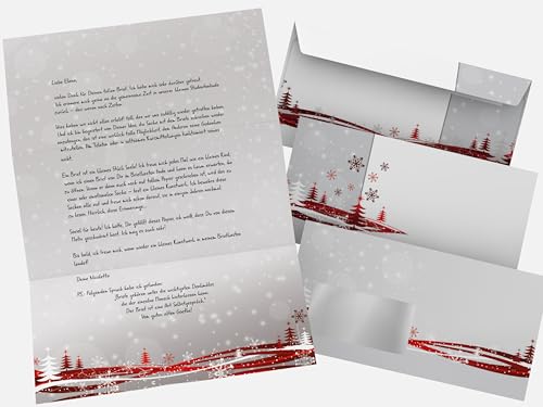 Weihnachtsbriefpapier Set 40-tlg | Fest der Liebe | 20 Blatt A4 + 20 Briefumschläge OHNE FENSTER DIN LANG | Briefpapier Set