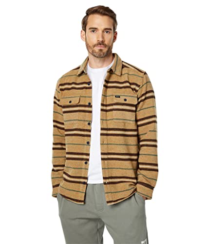 RVCA Mens Regular Fit Flannel - Rvca Blanket (Dark Khaki, Large)