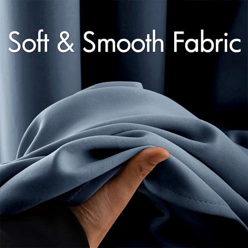 MIULEE Blackout Room Darkening Curtains Thermal Insulated Drapes Solid Window Treatment Set Grommet Top Light Blocking Curtain for Living Room/Bedroom 2 Panels 42 x 63 inch Stone Blue