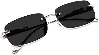 Freddy Mc Stan Rectangular Stylish Sunglasses | Metal Frameless Goggle For Men & Women |100% UV Protection with Frameless ... Price In India