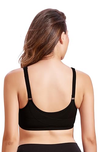 Image of MAROON 922 Women Cotton Brushed Lycra Full Coverage No Bounce, Non-Wired, Non-Padded Front Open Magic Bra with Back Support