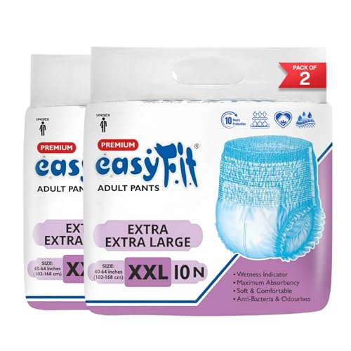 Image of Easyfit Adult Diaper Pants | 20 Count (XX-Large) | Waist 40-64 inch (102-168 cm) | Unisex | Leak Proof | Wetness Indicator | Overnight Protection | Elastic Waist | Anti-Bacterial Absorbent Core