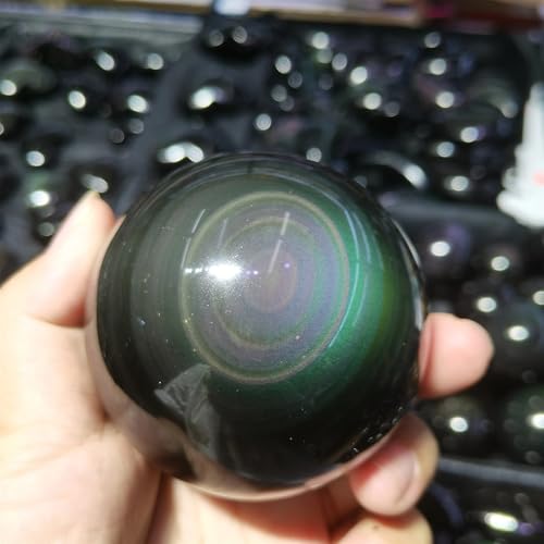 Stone Rainbow Cat's Eye Obsidian Crystal Ball Quartz Gemstone Gift Stone Home Decor(61-70mm)