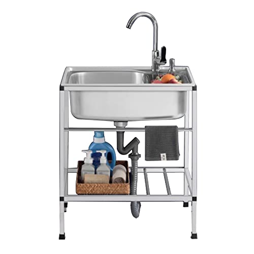 Évier de cuisine en acier inoxydable anti-corrosion avec support de rangement