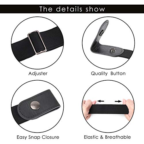 Image of No Buckle Belt for Men Black Stretch Adjustable Invisible Belts for Jeans Pants