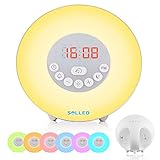 SOLLED New Wake Up Light, Sunrise Alarm Clock with Nature Sounds, FM Radio, Touch Control and USB Charger, Sunrise Simulator Alarm Clock