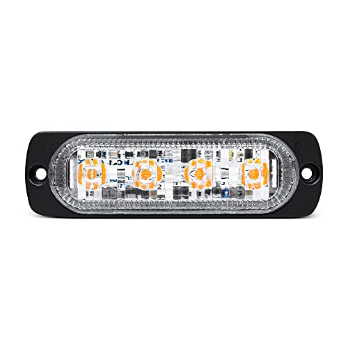 Pro LED 304A Low Profile 4 LEDs Amber Strobe Lamp, Includes one Light, Foam Gasket, Mounting Screws and Instructions - 10-30 Volts