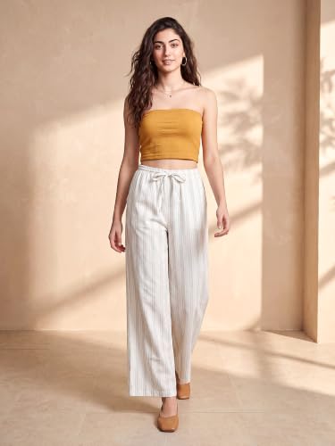 Image of PURVAJA Women's Comfort Wide Leg Full Length Flat-Front Printed Trouser