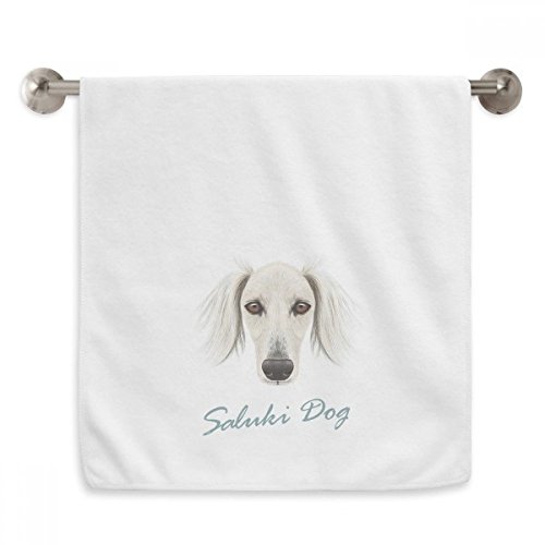 Serviette Débarbouillette Saluki Chien pour Peau Sensible Blanche