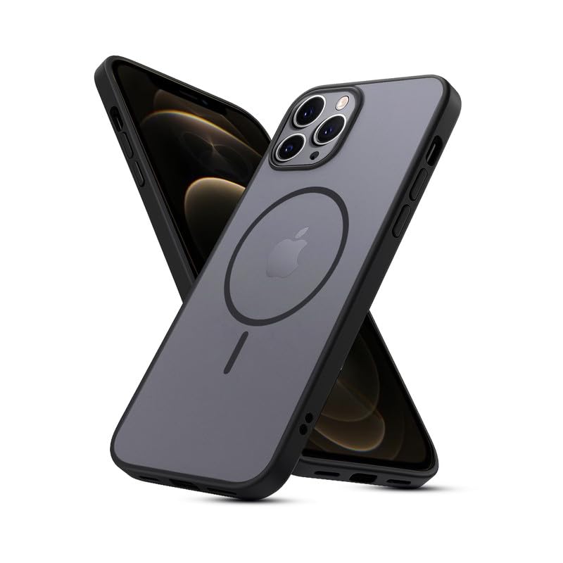 AIBEX Back Cover Case for iPhone 12 Pro Max | Matte Frosted Slim Case with Mag-Saf Wireless Charging Support | Anti-Scratch, Shockproof, Anti-Fingerprint, Lightweight Protective Cover – Black