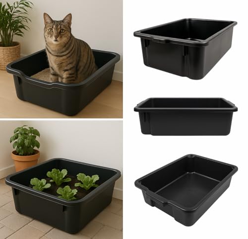 Kit 2 Caixa Plástica 40L Reforçada, Ideal para Obras Massa Cimento, Areia de Gatos, Pescaria, Argama