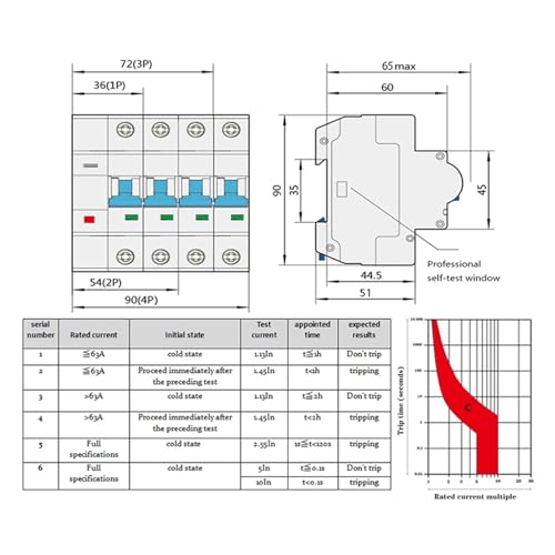 Interruptor automático inteligente Zigbee de 4 polos y 25A compatible con comandos de voz 6
