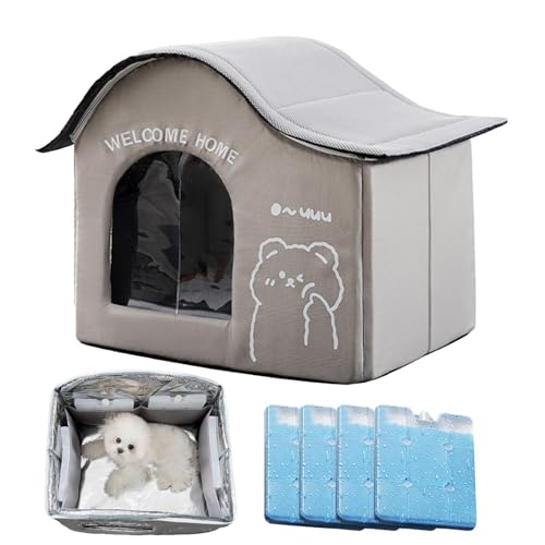 Cooling Outdoor Cat House - Outdoor Cat House for Summer | Foldable Shelter with Ice Boxes | Pet Cooling House, Cats Air-Conditi