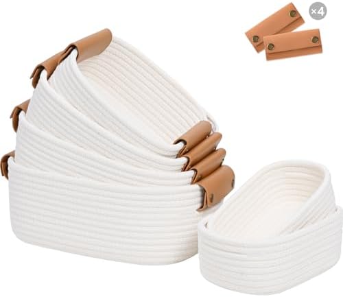 Storage Baskets for Organizing, Small Woven Basket Set of 6-4 She...