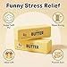 Slow Rebound Cute Butter Squeeze Stress Balls, 2026 New Squeeze Ball Realistic Butter Stick Soft Squeeze Toys, Upgrade Stress Relief Fidget Toys Wet Slow Rebound Stress Relief Toy (1, Yellow) (1Pcs)