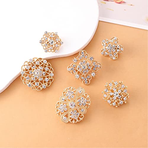 Image of 12 /36 Pieces Wedding Bouquet Brooches for Women Fashion, Rhinestone Bulk Flower Brooch Pins for Crafts