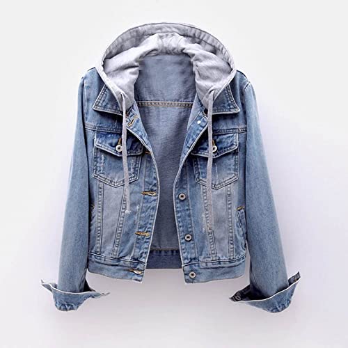 RKSTN Winter Coats Denim Jackets for Women Slim-Fit Hooded Jacket Velvet Jean Blouse Button Hoodies Trendy Hoodie Outerwear2