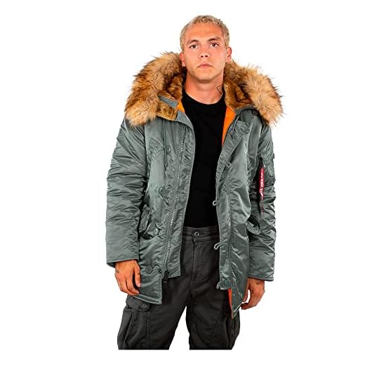 Alpha Industries vinterjacka för män med fuskpäls, oliv, S