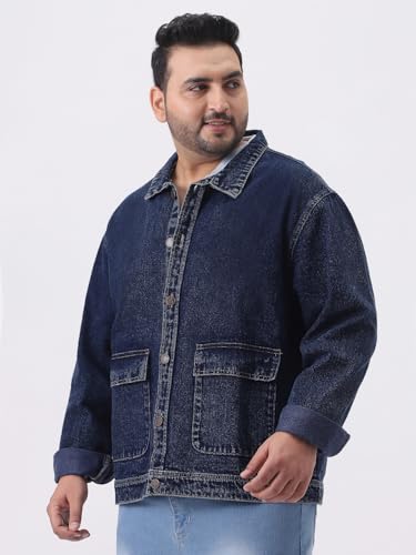 Image of Urbano Plus Men's Relaxed Fit Full Sleeve Utility Denim Jacket