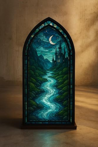 Custom Gothic Book Nook Suncatcher Candle Holder &ndash; Fantasy Windows Bookshelf Insert...