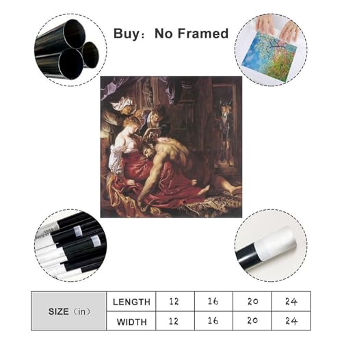 Impression toile Samson and Delilah Rubens 71x71cm deco murale textile sans reflet