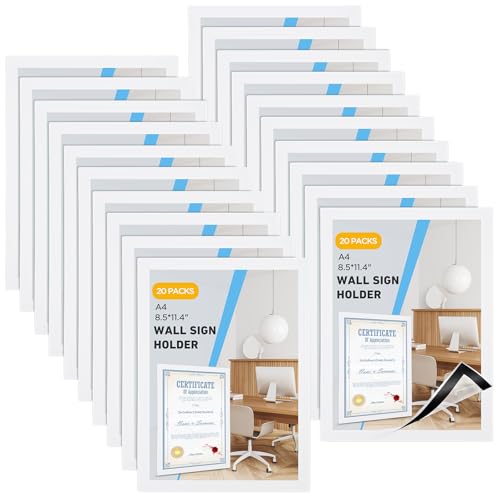 FACULX 20 Pack Magnetic Sign Holder 8 * 11.5 inches with Magnetic Border