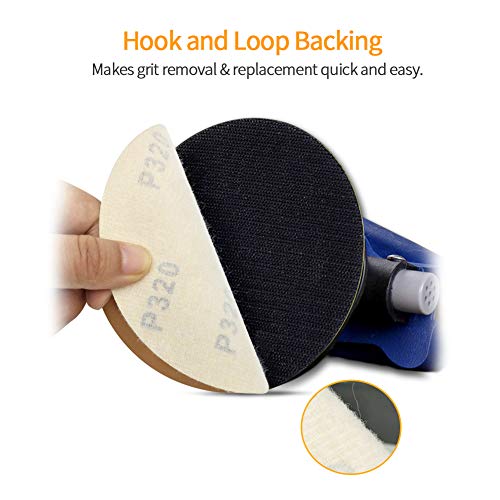 SPEEDWOX 100 Pcs 6 Inches Sanding Discs 320 Grit Dustless Hook and Loop Sandpaper for Random Orbital Sander Yellow Finishing Discs for Automotive Woodworking - Image 4