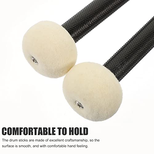 Drumstick Drum Felt Mallet Head Drum Sticks Double-End Drum Sticks Multi- Percussion Stick Wood Tip Mallets Felt Butt For Timpani Marching Drums, Black #TOP2
