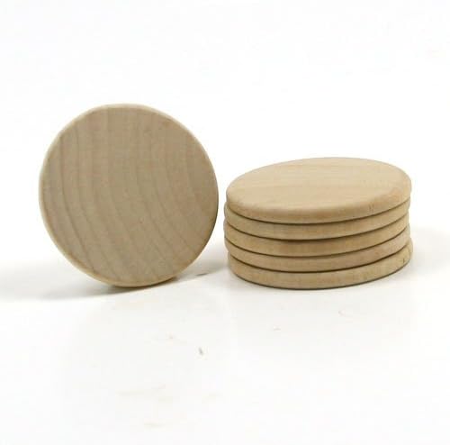 Miniatura 2 de Mylittlewoodshop - Paquete de 50 discos circulares redondos, 1 pulgada de diámetro con borde biselado y madera sin terminar de 1/8 de pulgada de