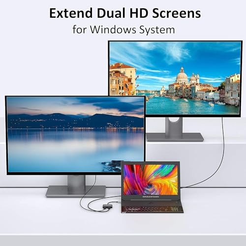 Image of USB HUB ype C to Dual HDMI Adapter 2 in 1 USB 3.1 (USB C) to Dual HDMI Adapter 4K 60hz Compatible with Mac-Book Pro 2020-2016,Mac-Book Air 2020-2018,Chrom-Book (USB C to 2 in 1 Dual HDMI HUB)